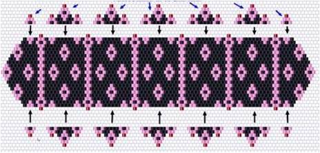 Схема бисероплетения с помощью кирпичного стежка